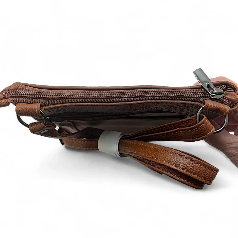 Maze Exclusive Leather Crossbody handbag Purse Brown Bag  9" x 7" - Picture 4 of 5